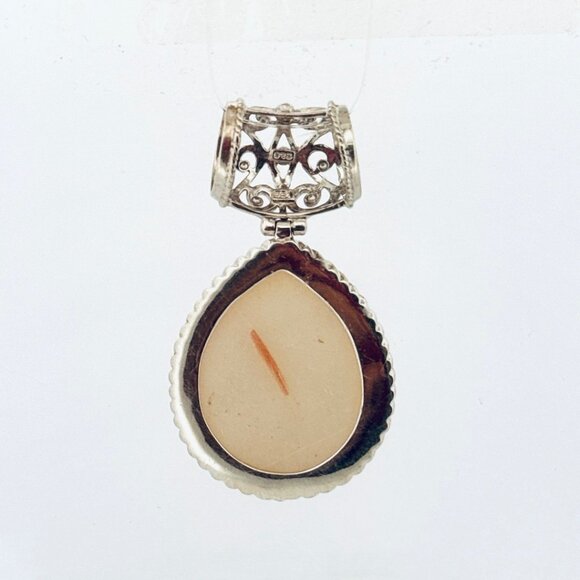 Estate Sterling Silver 925 Drusy Quartz Teardrop Pendant, 17.5g, No Chain - Picture 3 of 9